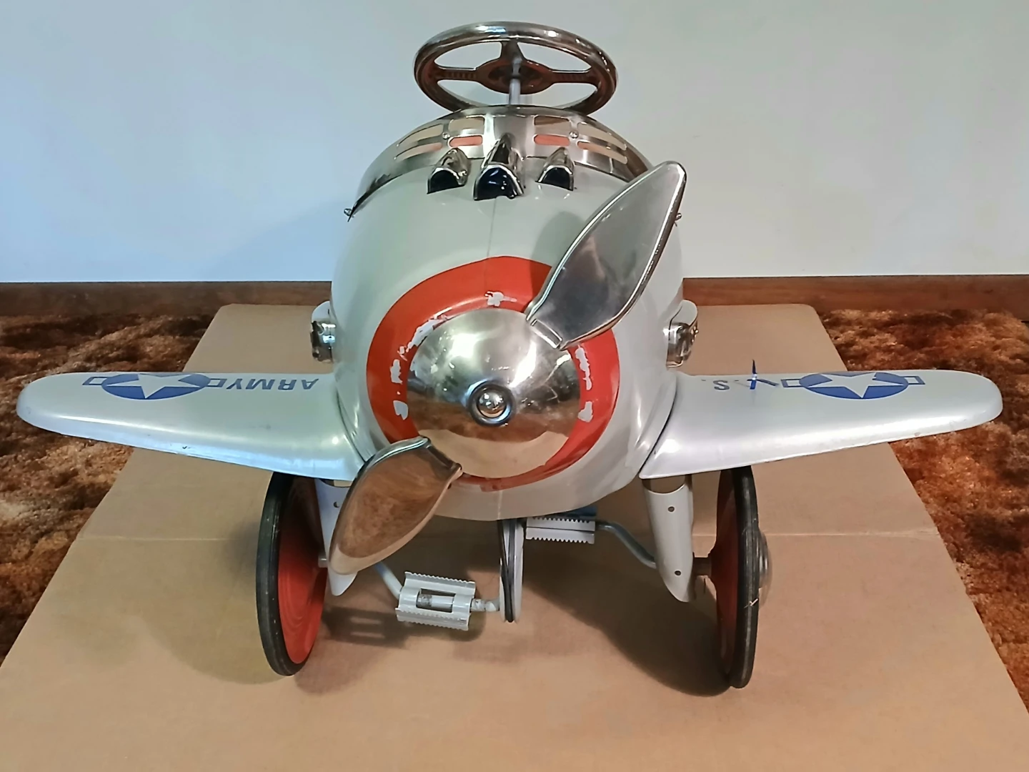 Vintage Metal Army Peddle Plane