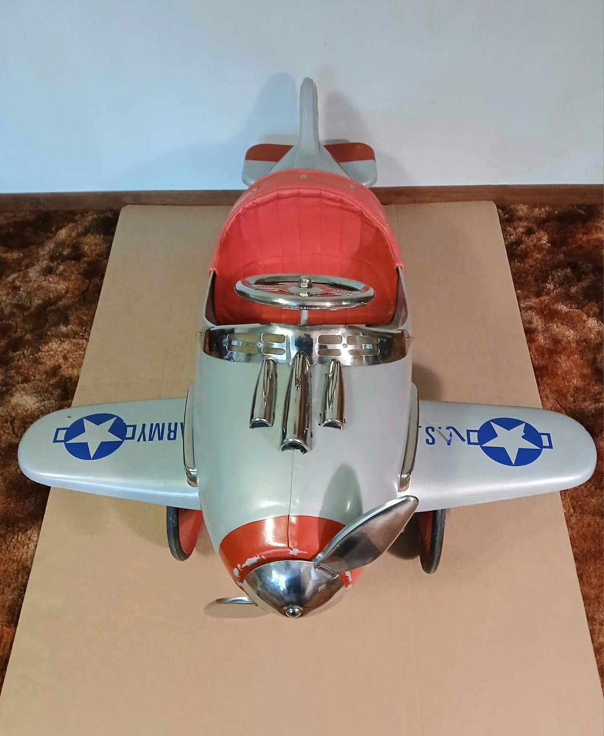 Vintage Metal Army Peddle Plane - photo 2
