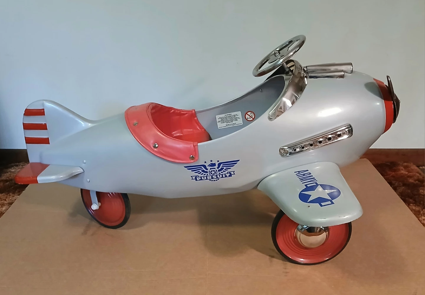 Vintage Metal Army Peddle Plane - photo 3