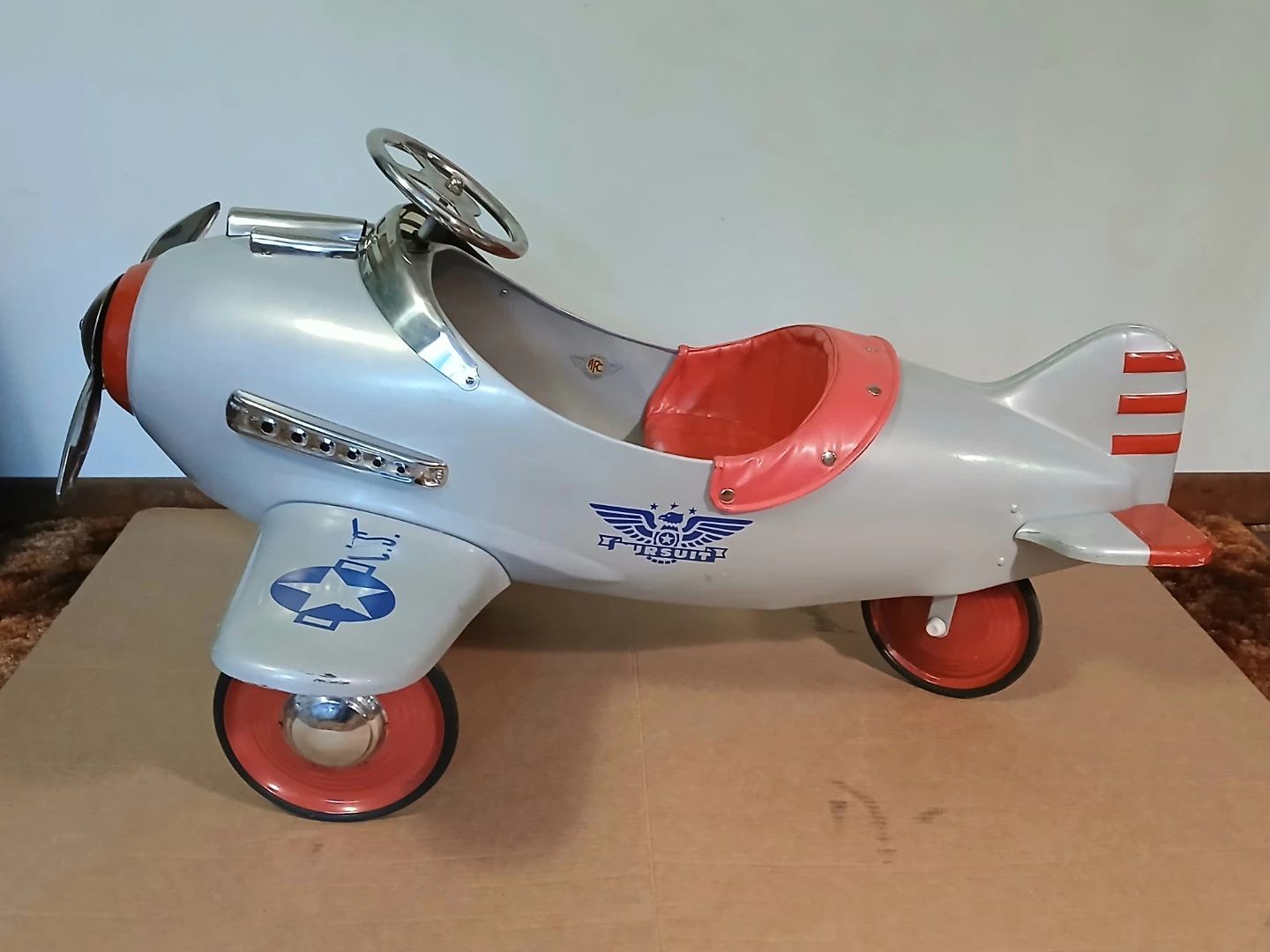 Vintage Metal Army Peddle Plane - photo 4