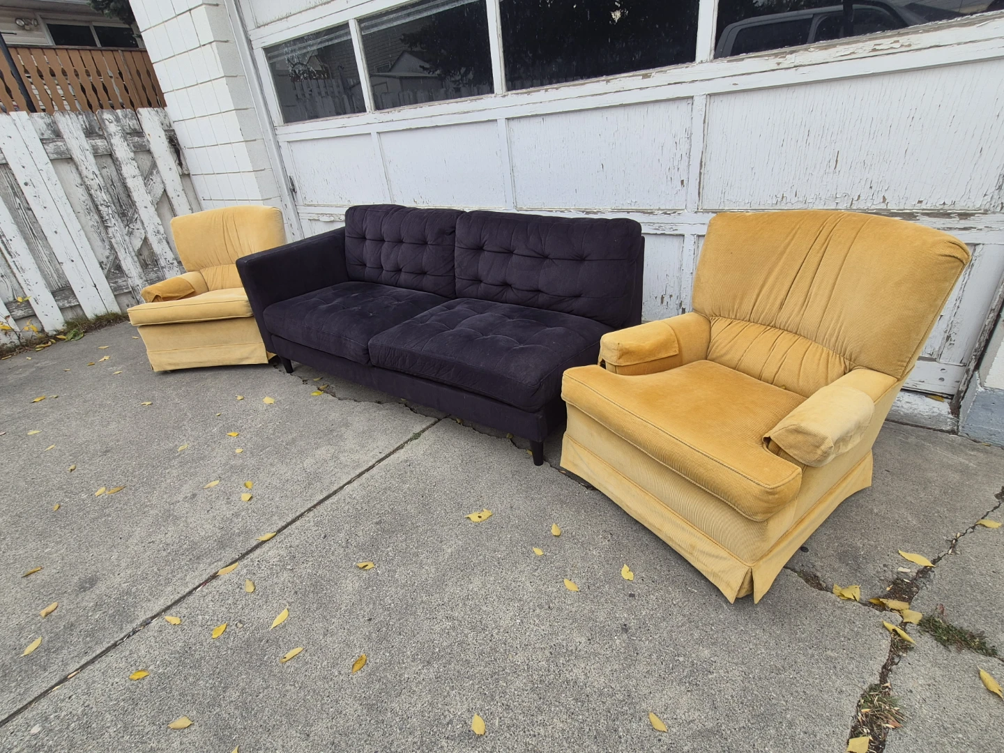 Dark Grey Sofa and Pair of Yellow Armchairs - photo 3