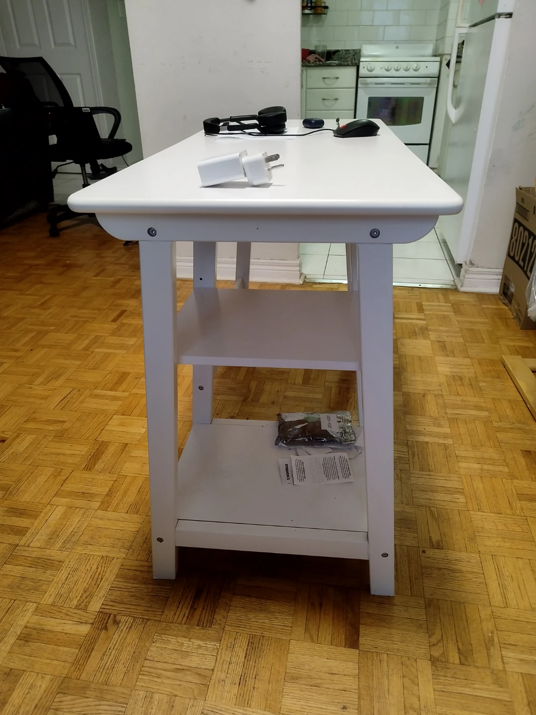 White kitchen island with shelving Computer Table - photo 3