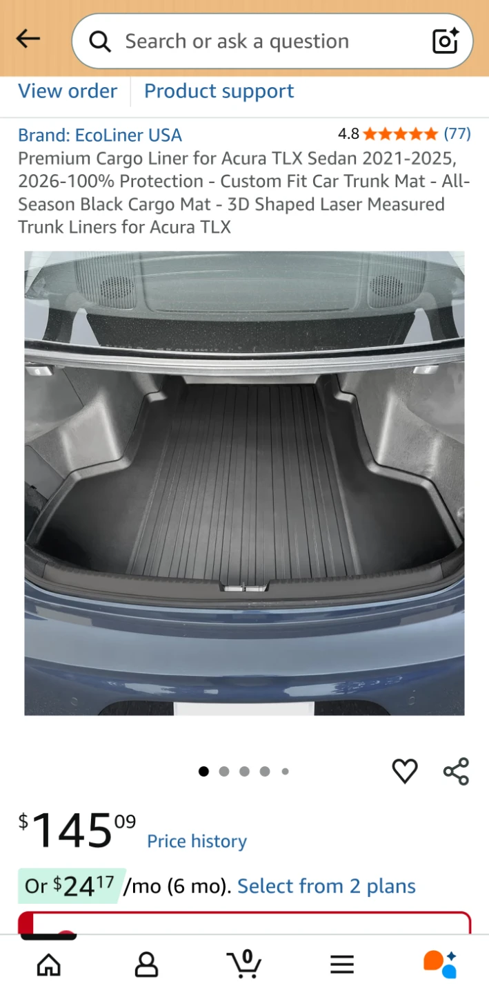 EcoLiner USA Cargo Liner for Acura TLX 2021-2025