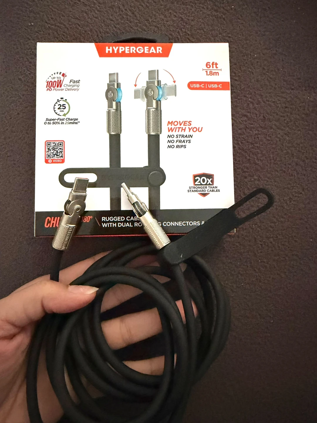 HyperGear 100W USB-C to USB-C Rotating Cable - photo 2