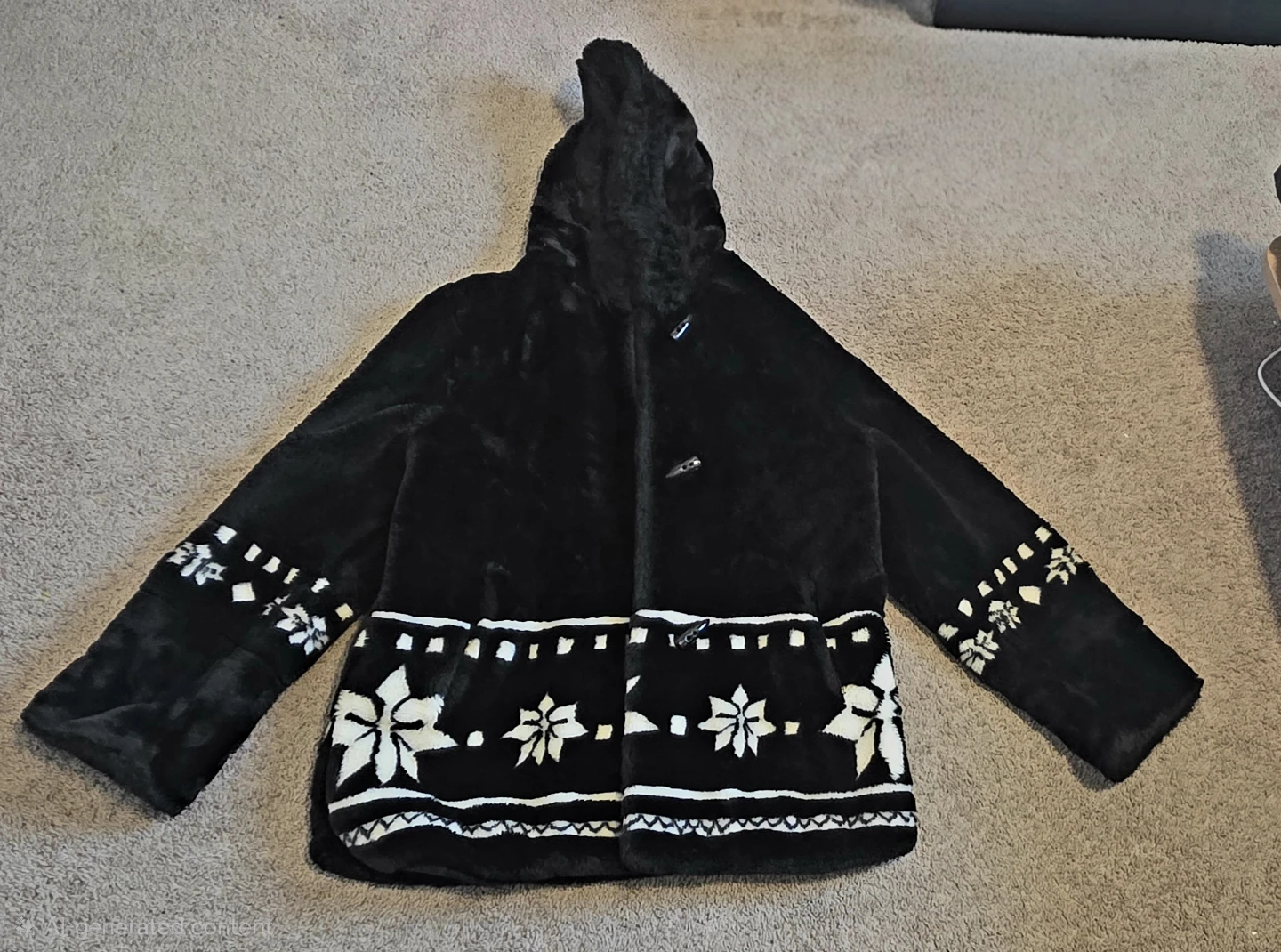 Alia Black Faux Fur Hooded Coat XL
