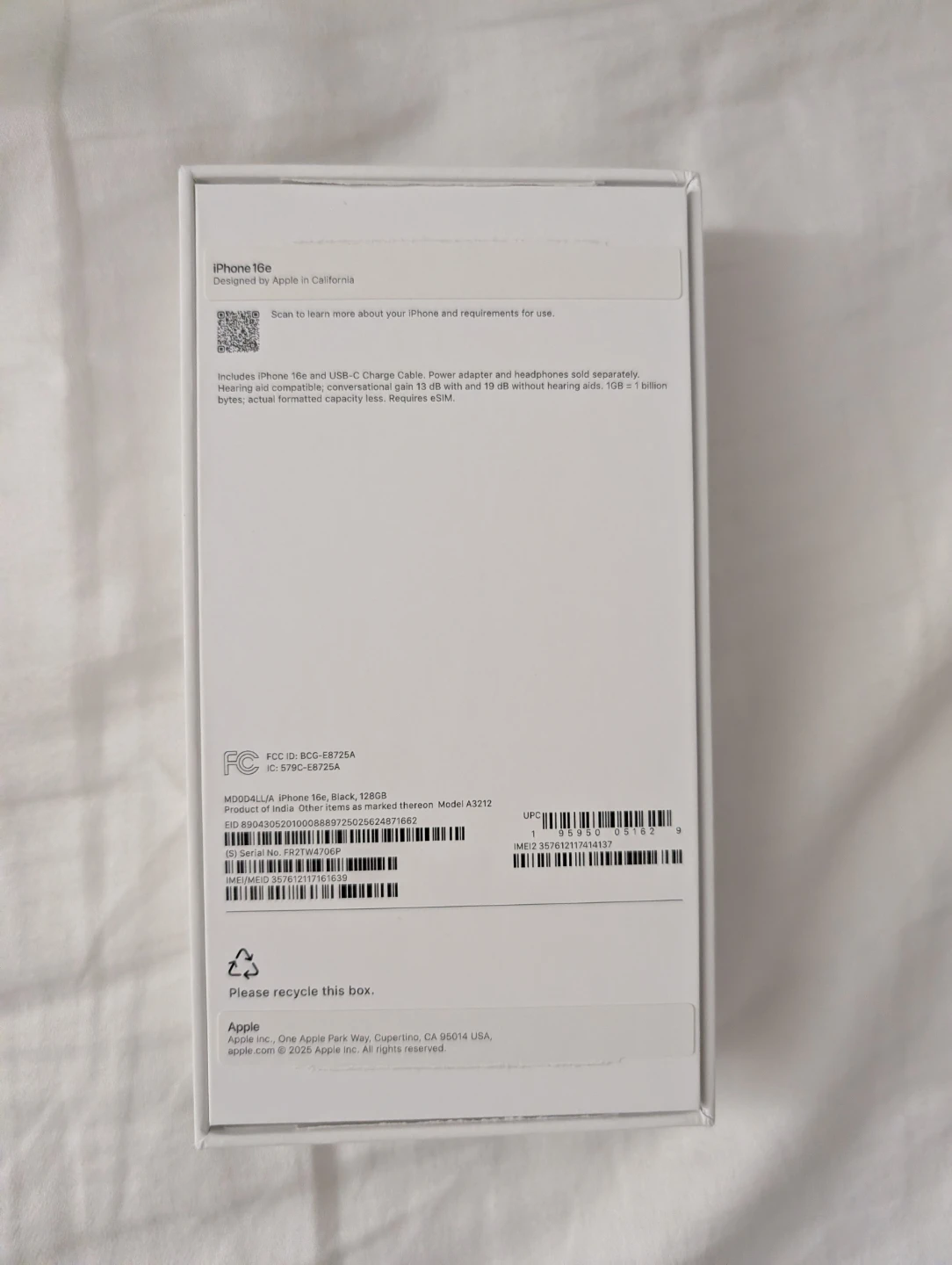 Empty Apple iPhone 16e 128GB Black Box for resellers - photo 3