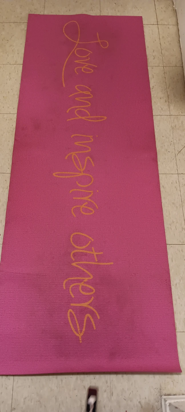 Pink yoga mat with inspirational quote