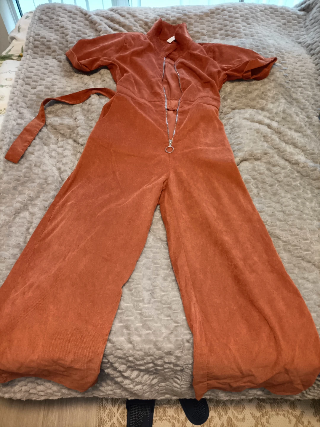 Rust-coloured corduroy jumpsuit