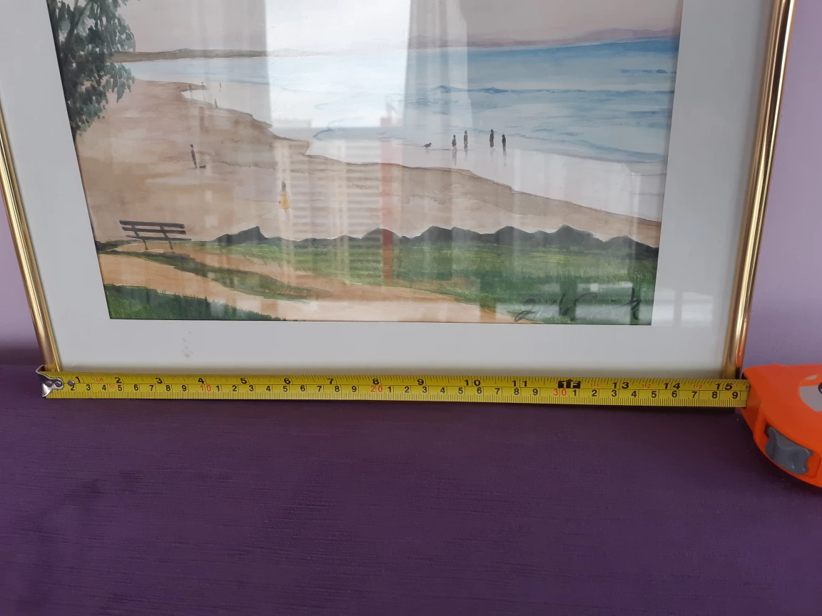 Framed Beach Scene Watercolor - photo 2