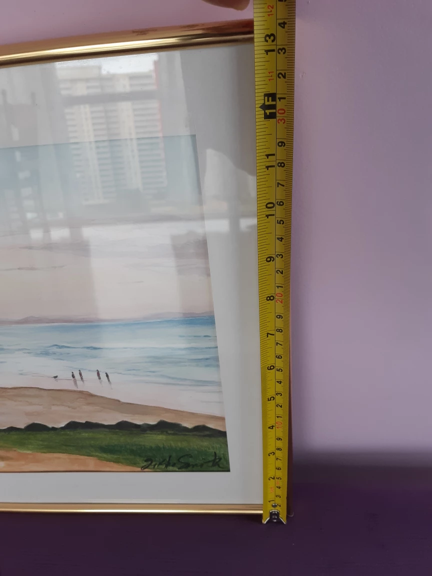 Framed Beach Scene Watercolor - photo 3