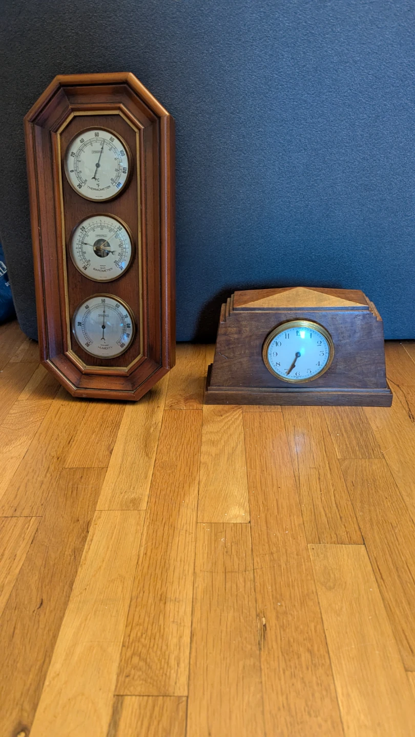 Springfield Weather Station and Vintage Wooden Desk Clock