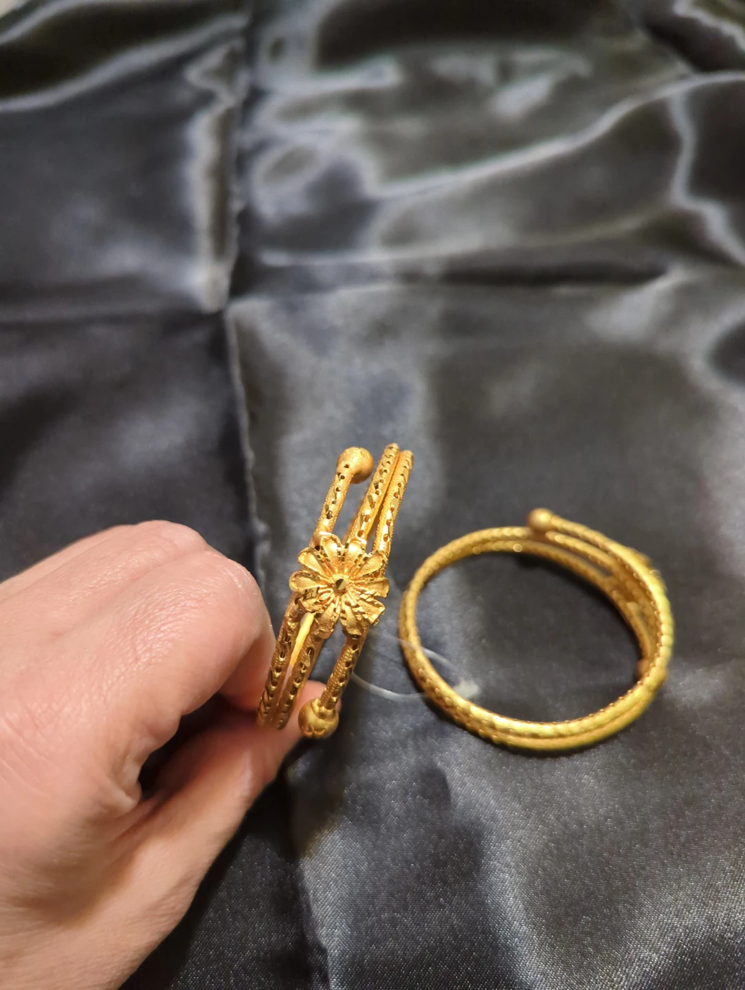 Set of Two Gold-Tone Floral Bangles