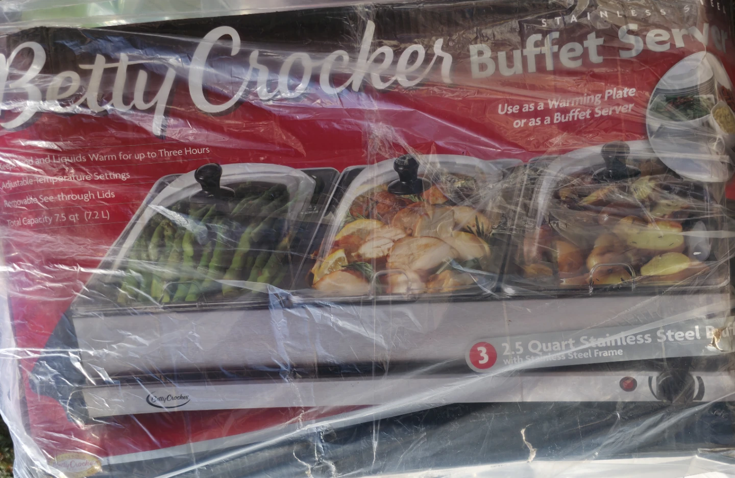 Betty Crocker 3-Tray Buffet Server / 2.5 quart stainless steel - photo 4