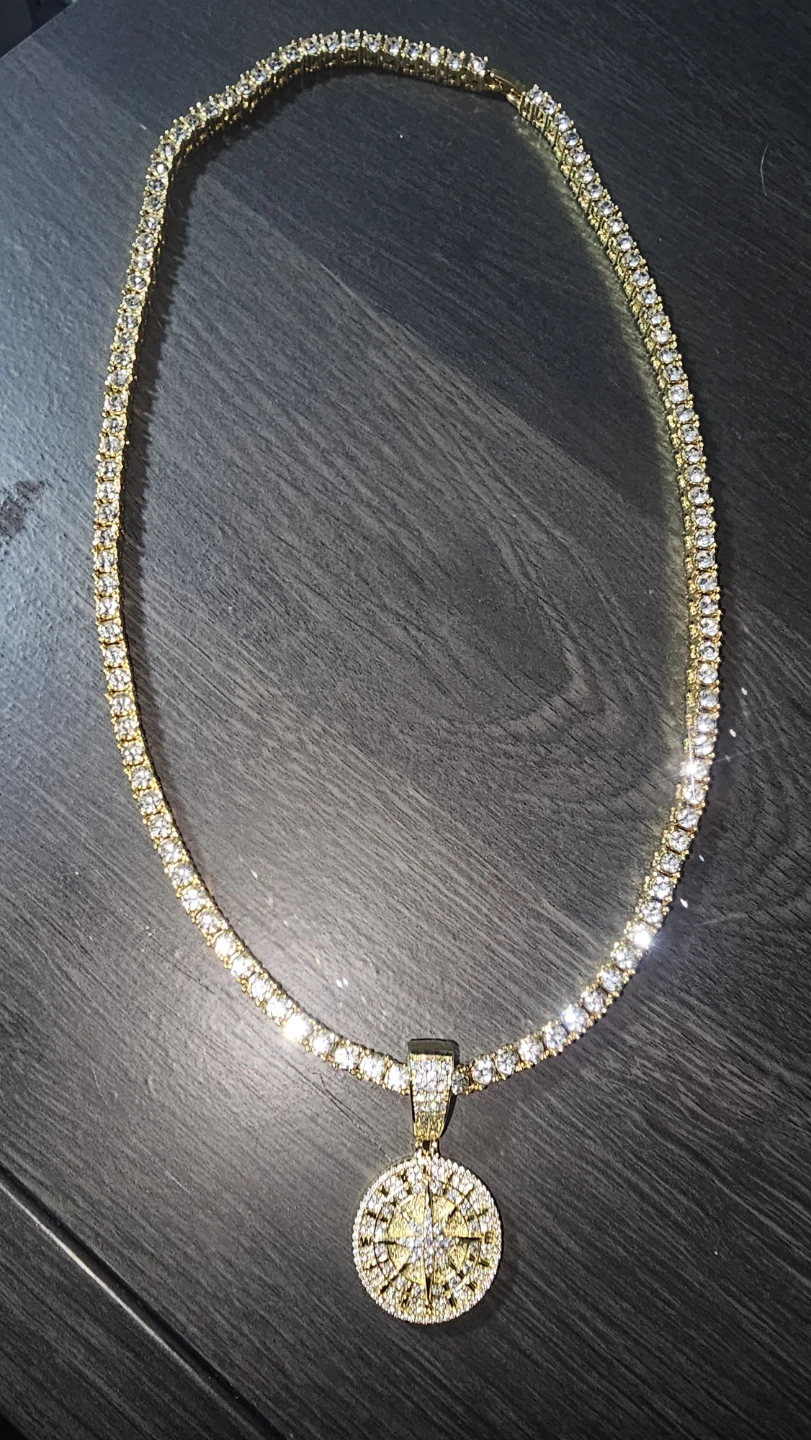 Iced Out Compass Pendant Tennis Chain - photo 2