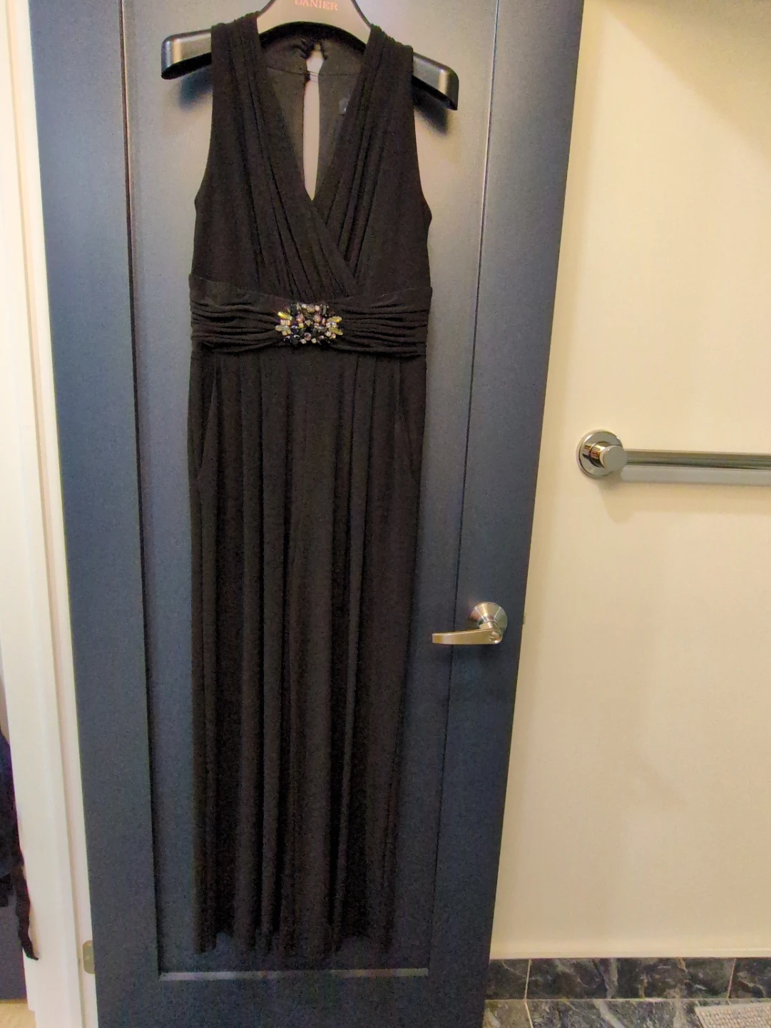 Laura Petite Black Jumpsuit with Beaded Waist Detail