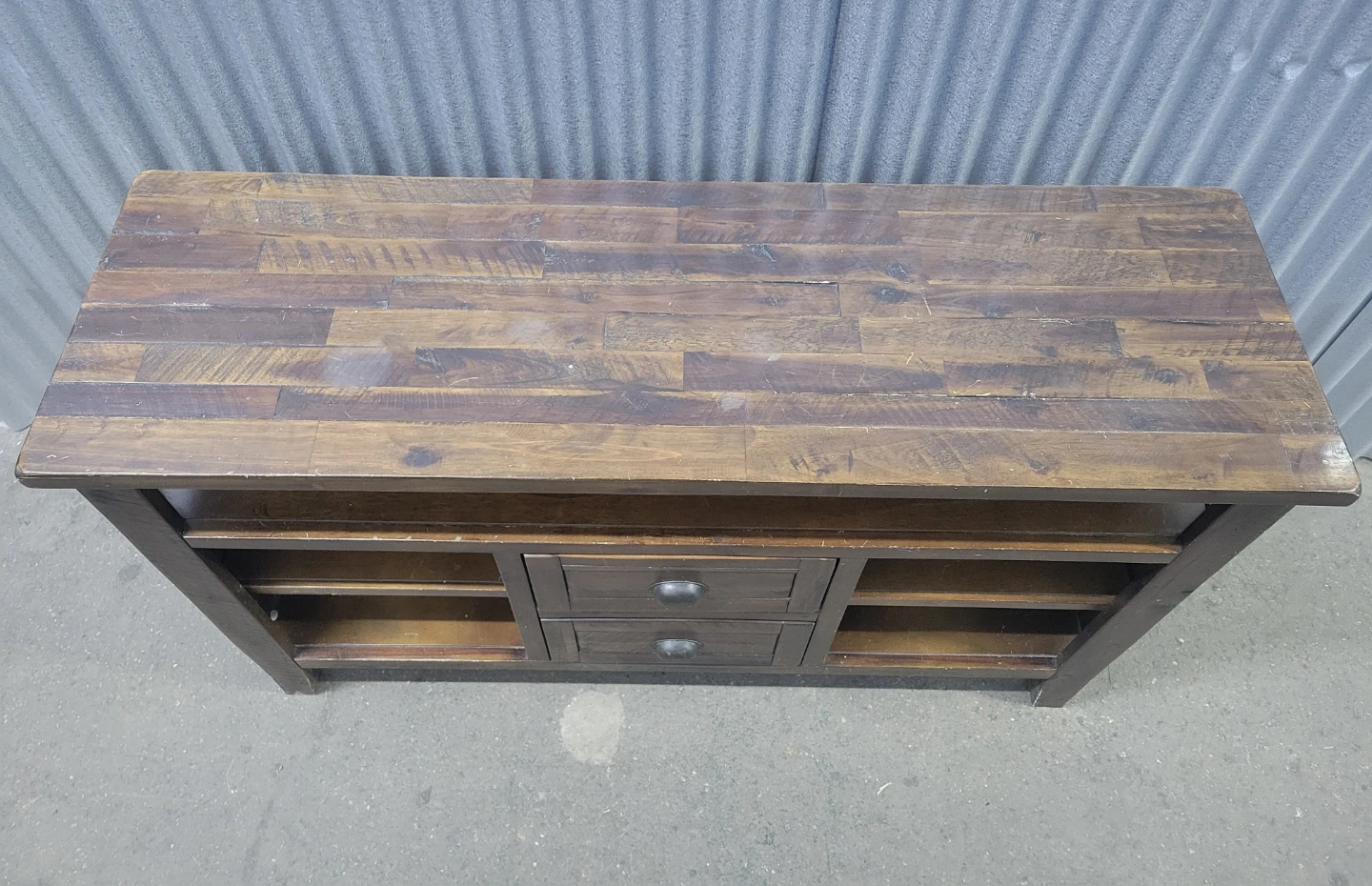 Rustic Dark Wood TV Media Console - photo 2
