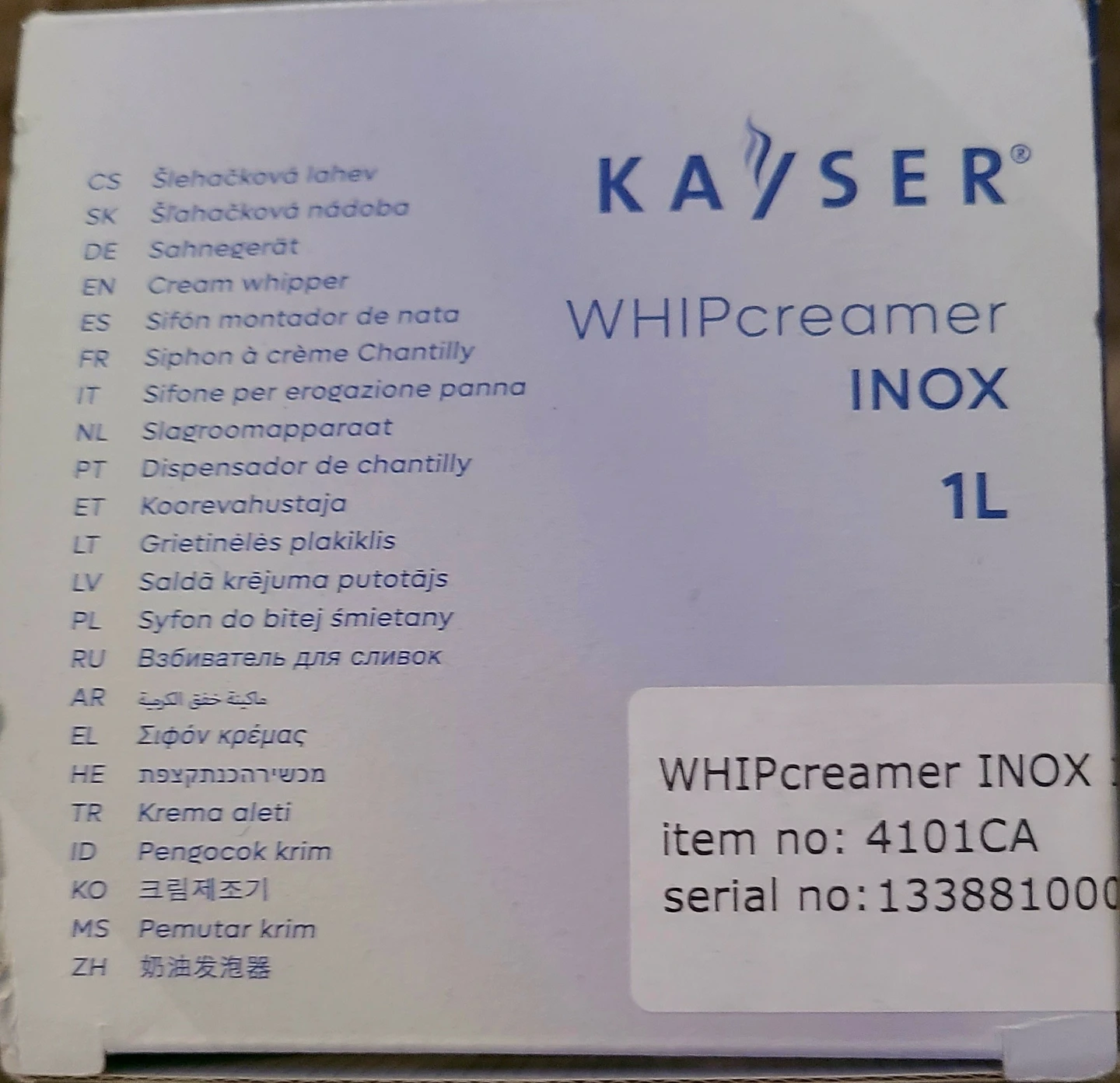 NEW Kayser Whipcreamer INOX 1L Stainless Steel - Sealed Box - photo 2
