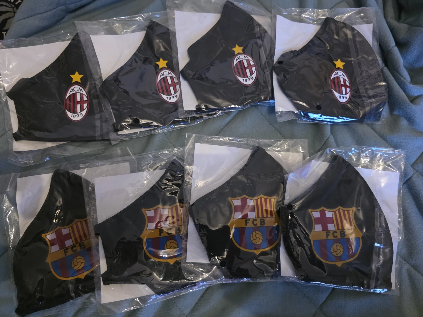 Soccer Club Face Masks AC Milan and FC Barcelona