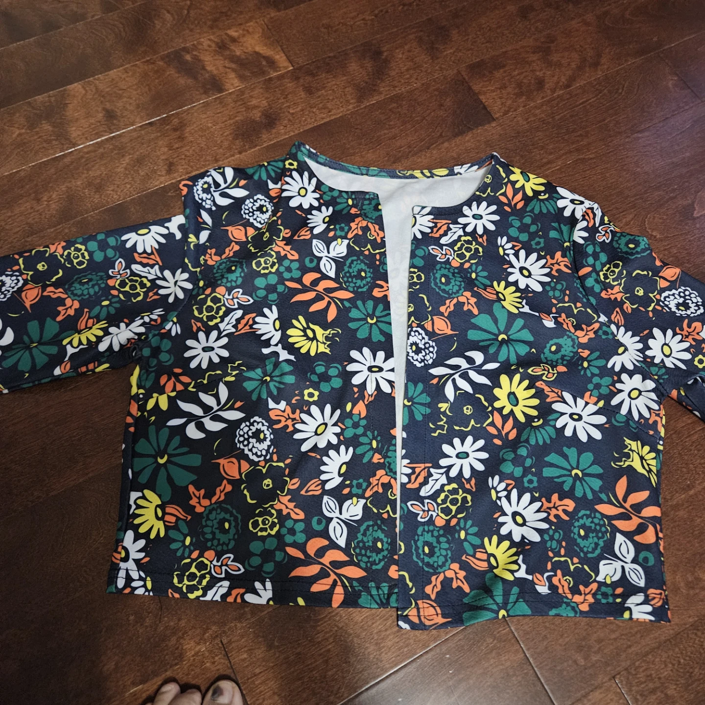 New Floral Print Open Front Jacket size large - photo 3