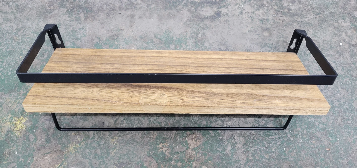 Industrial Wall Mounted Wood and Metal Shelf