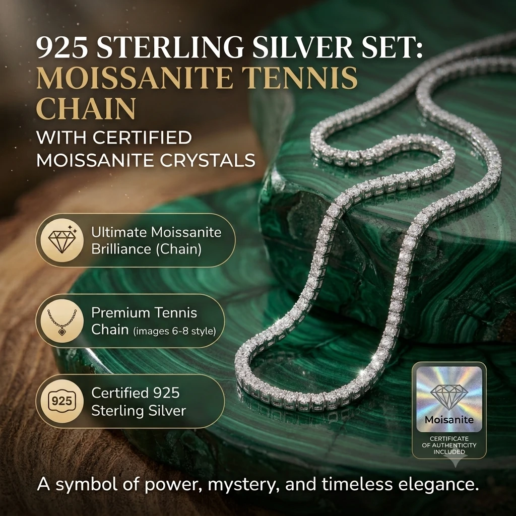 925 Sterling Silver Moissanite Tennis Chain