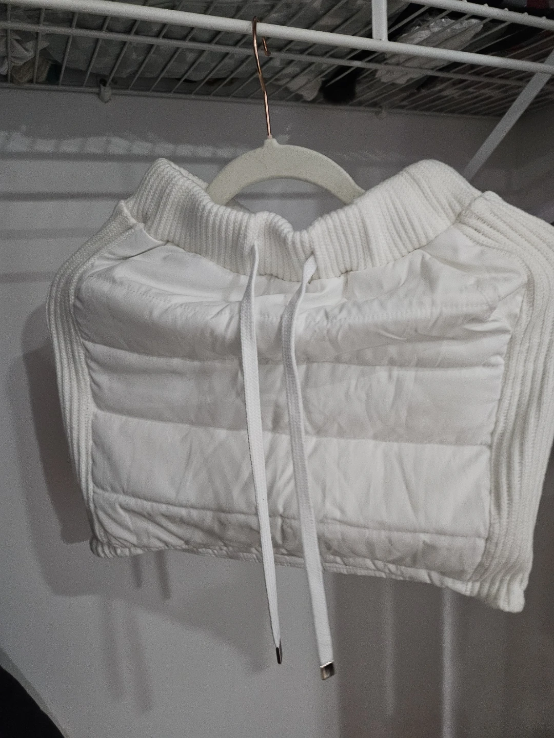 White Quilted Knit Mini Skirt