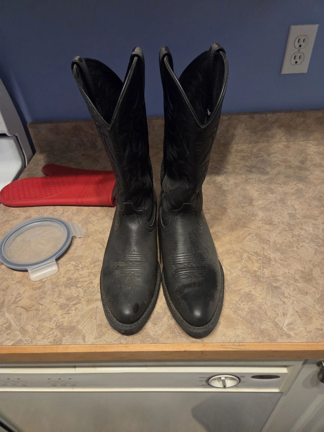 Ariat Leather Cowboy Boots Black Size 10D