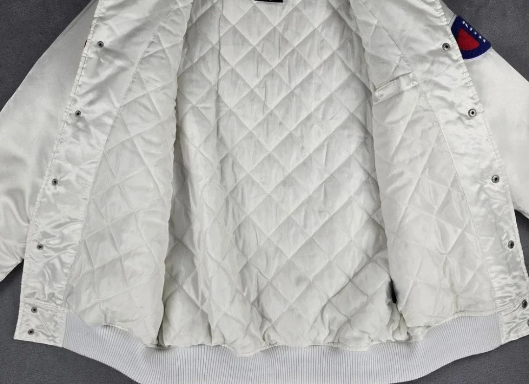 Champion Kith mens White Satin Varsity Jacket size medium - photo 3