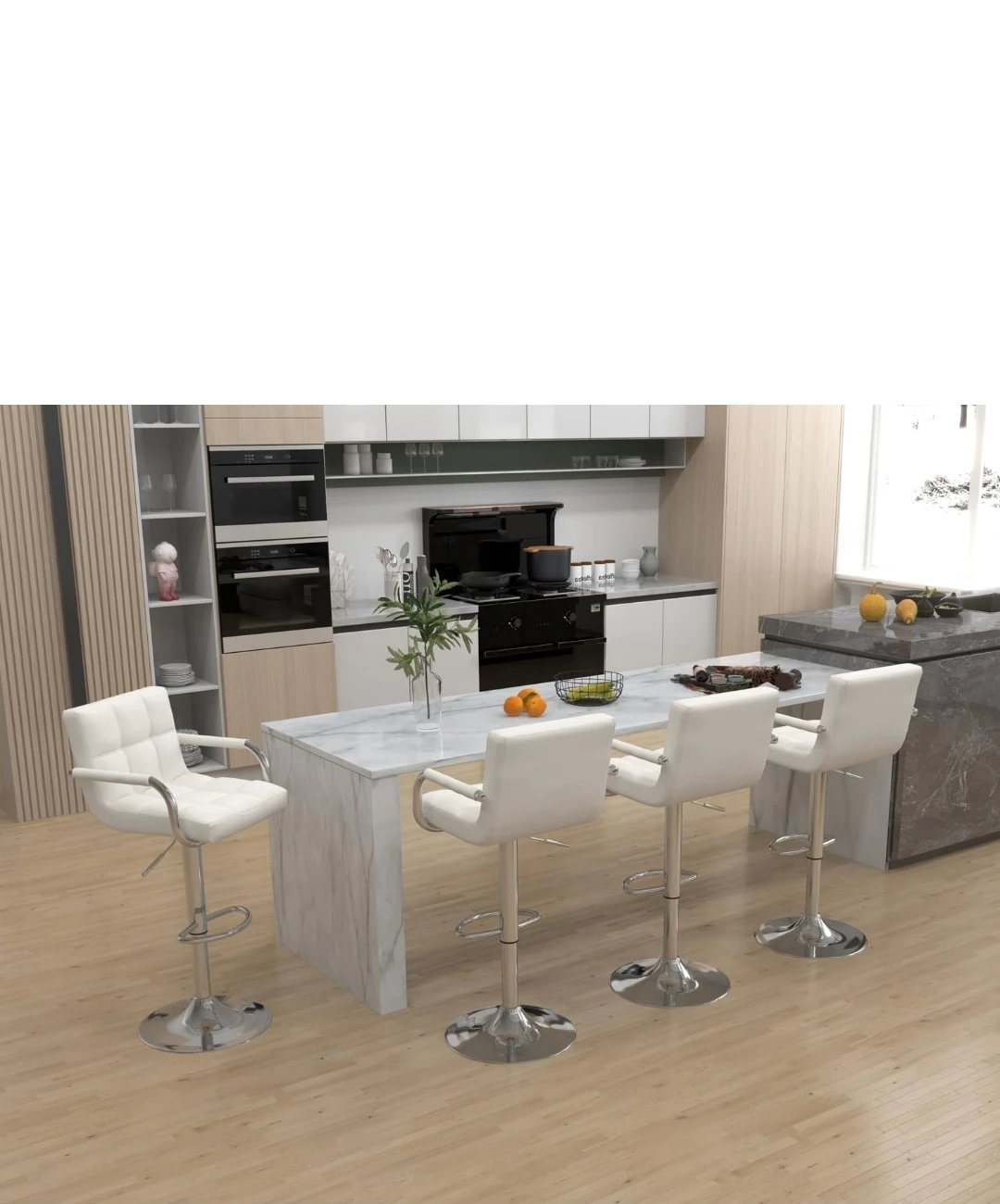Set of 4 White Adjustable Bar Stools - photo 2