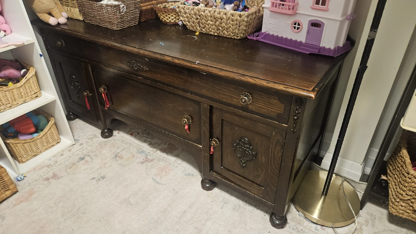 Vintage Oak Wood Sideboard Buffet