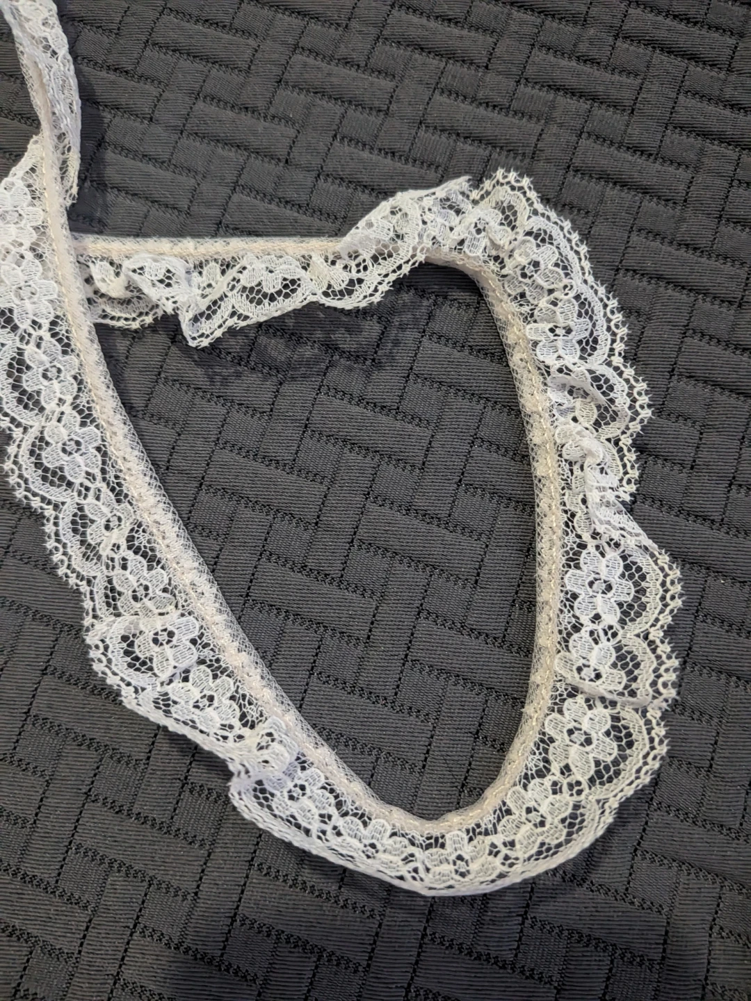 Cream White Vintage Rusched Floral Lace Trim per yard - photo 3