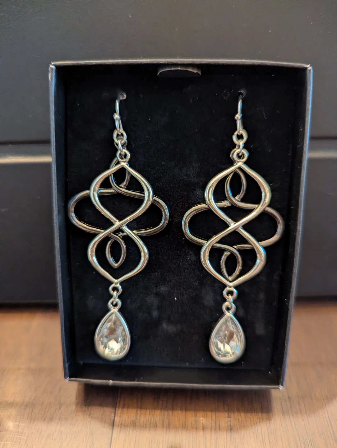 Open Loop Crystal Tear Drop Earrings