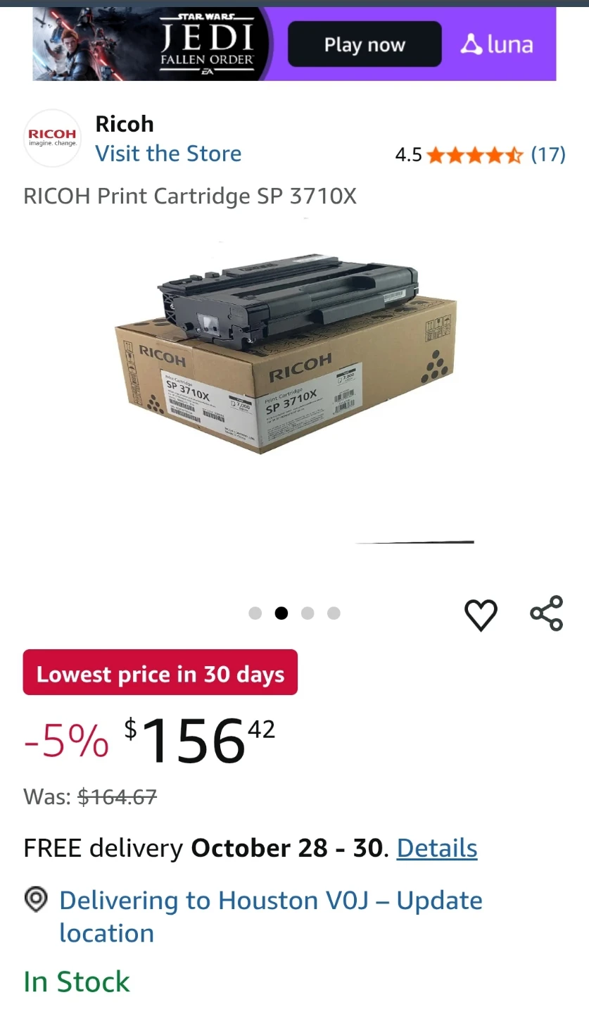 Ricoh SP 3710X Print Cartridge