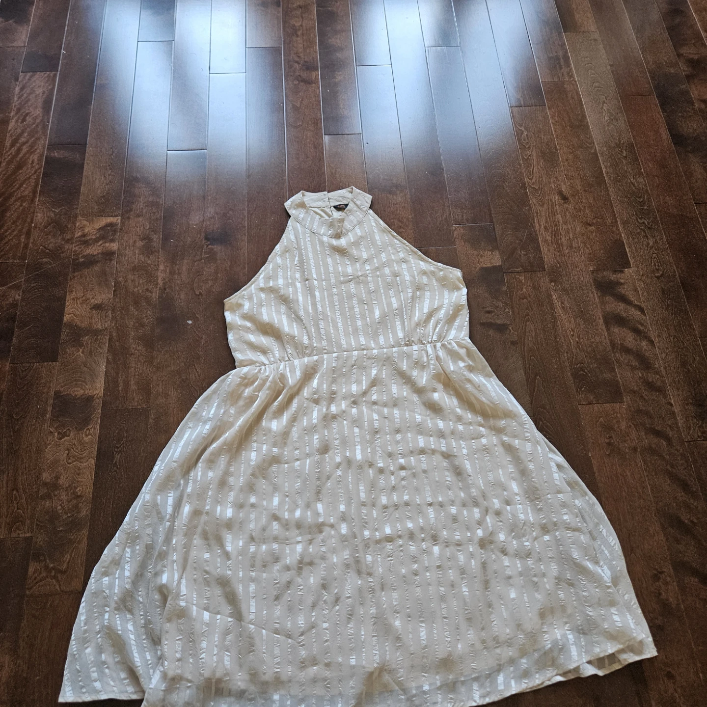 Brand new Cream striped halter dress size large - photo 5