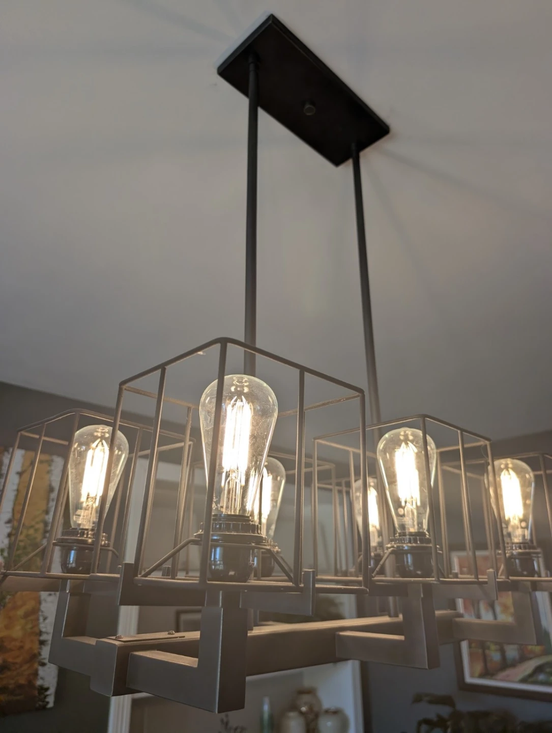 Industrial 5-Light Metal Cage Chandelier - photo 5