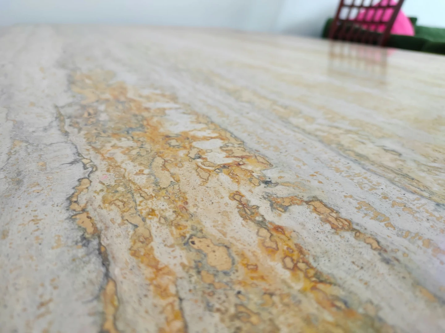 Travertine pedestal  table