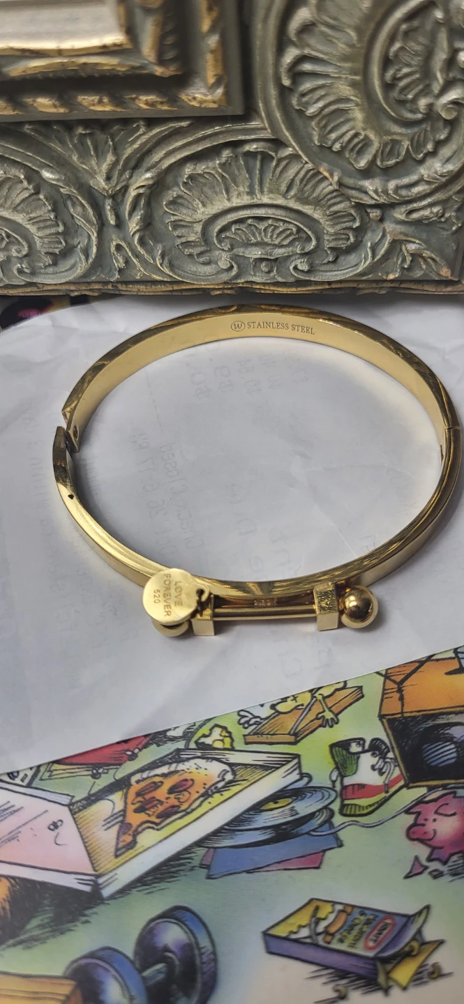 Gold-Tone Stainless Steel Bangle Bracelet - photo 3