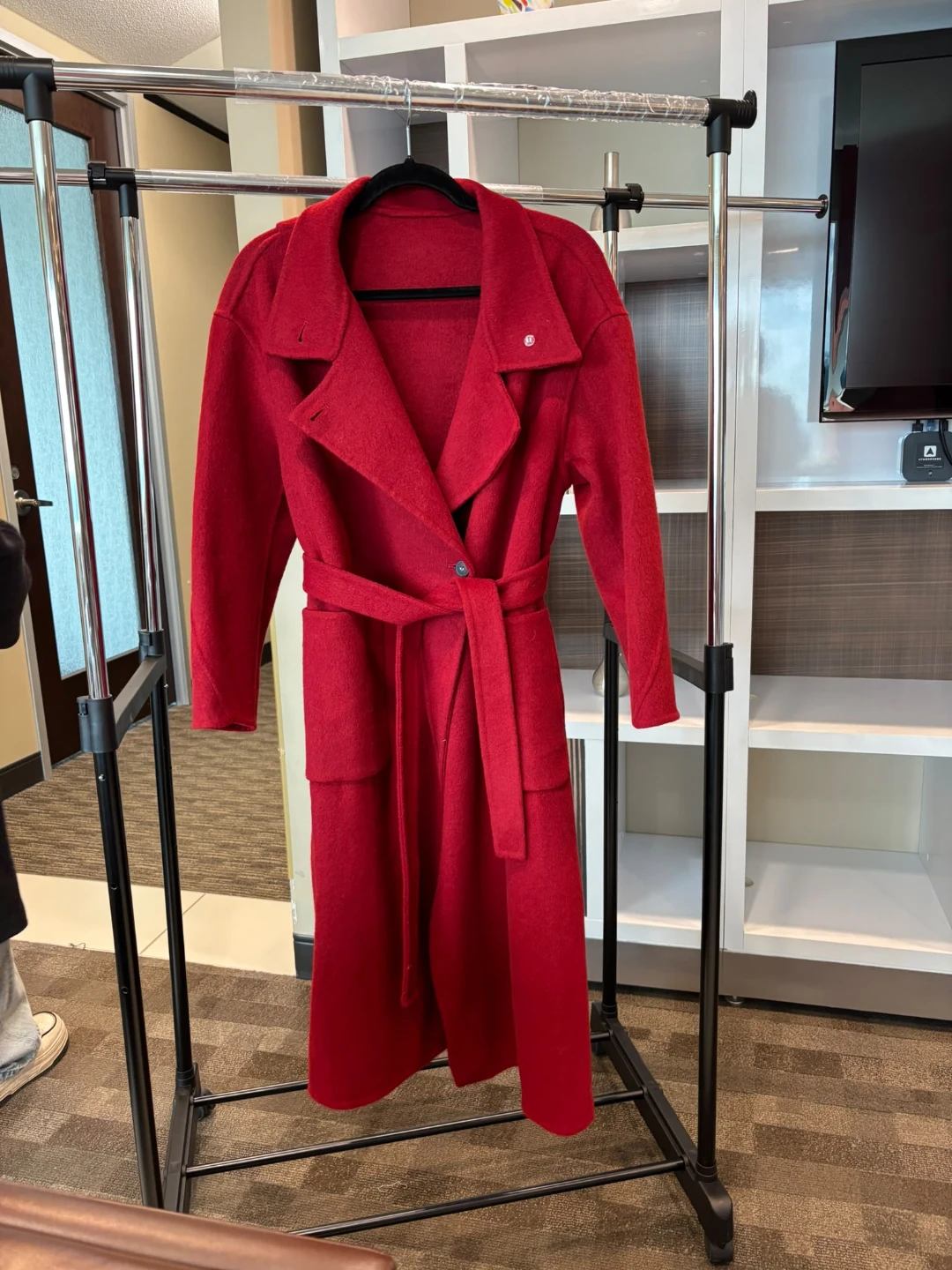 Bright Red Wool-Blend Wrap Coat - photo 2
