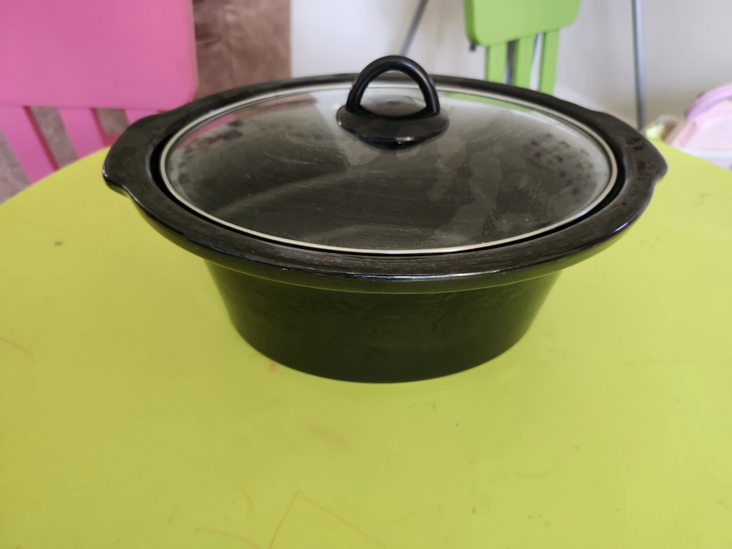 Black Slow Cooker Stoneware Insert with Glass Lid