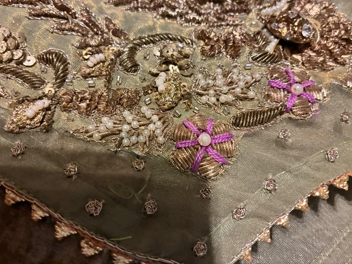 Olive Green Embroidered Pakistani Outfit - photo 4