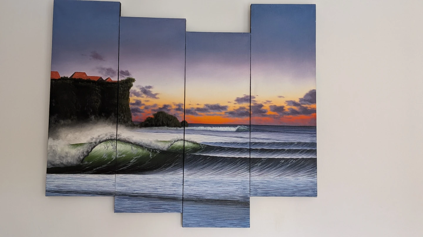 Four-Piece Coastal Sunset Wall Art acrylic.