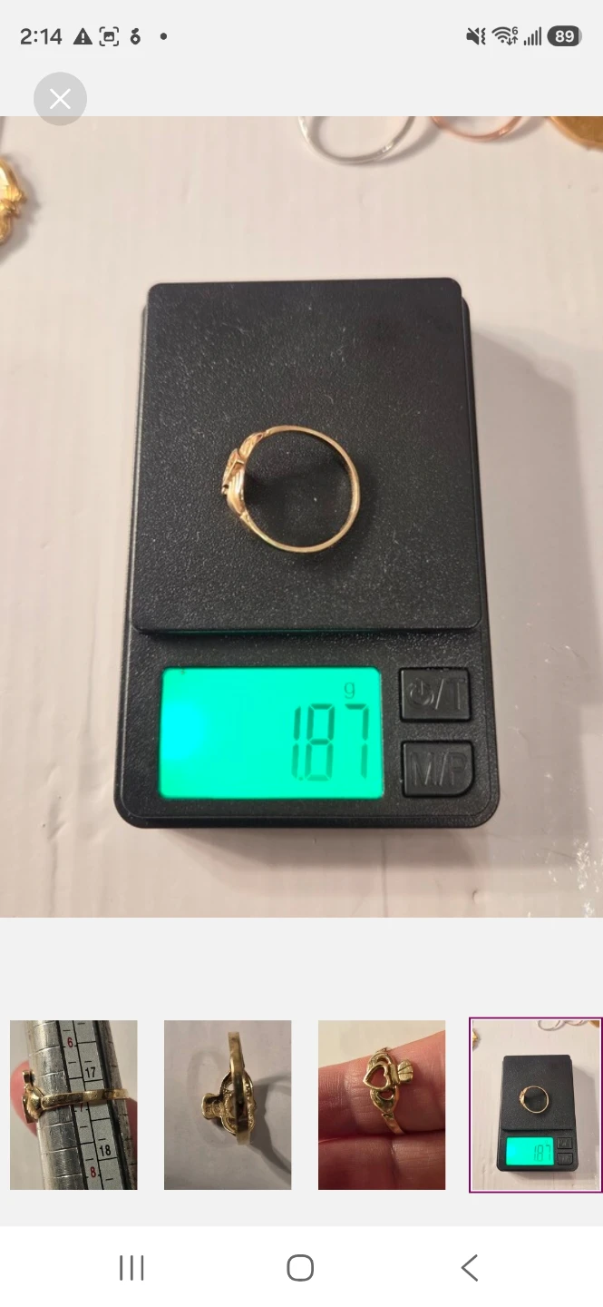 10K Solid Gold Claddagh Ring with Plated Earrings and Pendant - photo 4