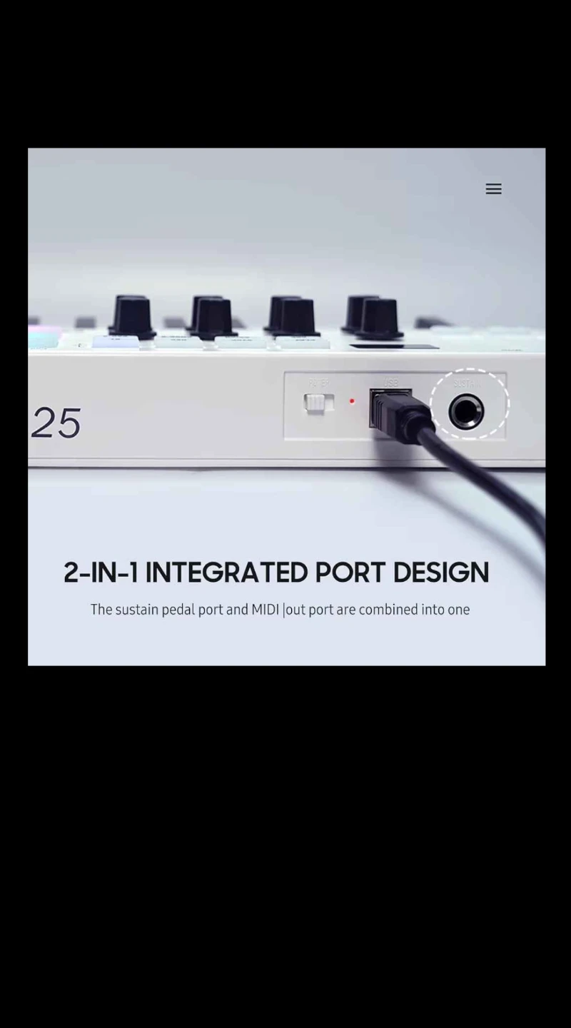 M-WAVE 25-key MIDI Controller Keyboard (white) - photo 3