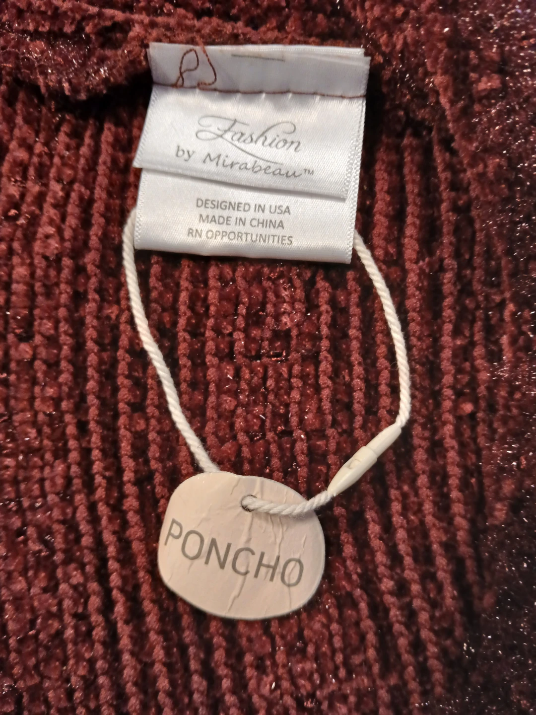 New. Fashion by Mirabeau Maroon Poncho. Firm price. Location ⬇️ - photo 3