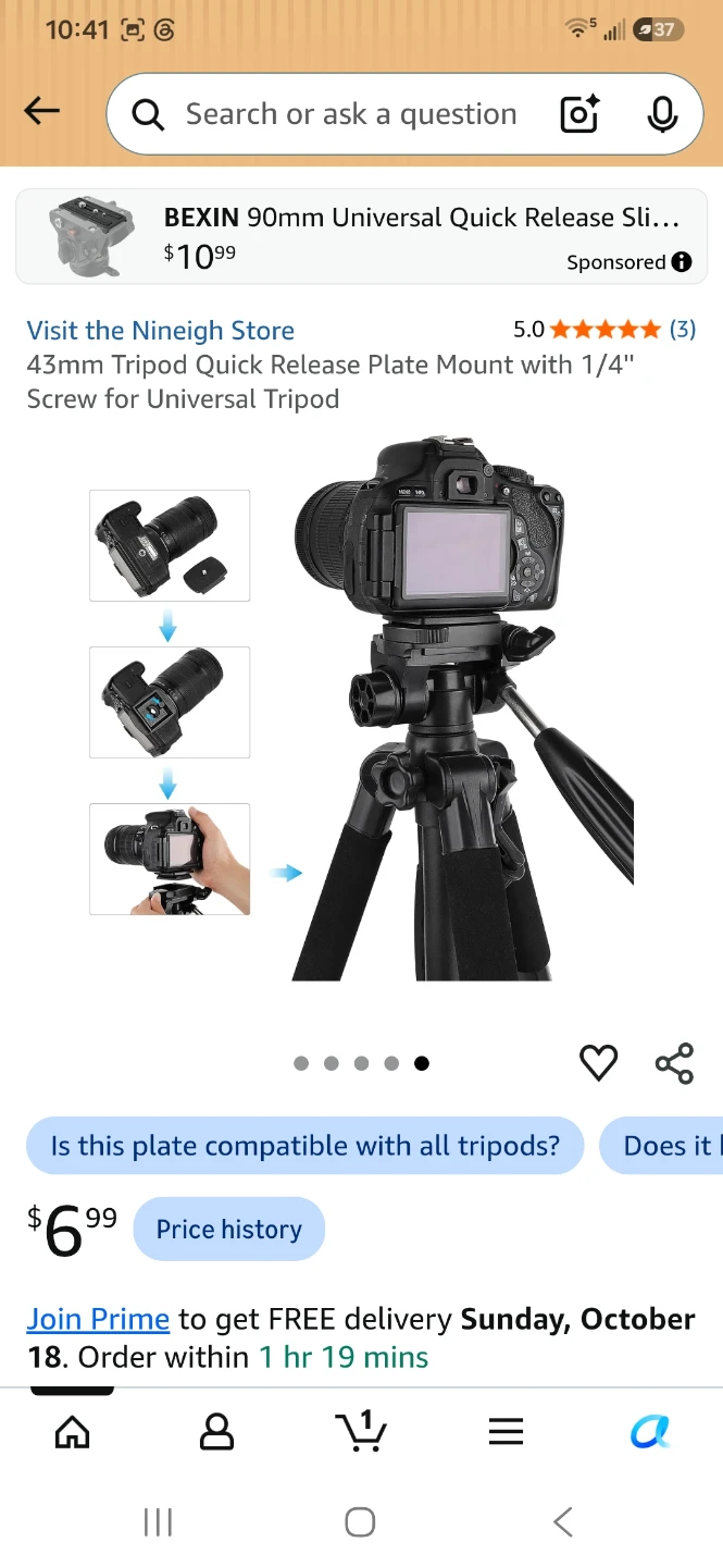 Nineigh 43mm Tripod Quick Release Plate Mount - photo 5