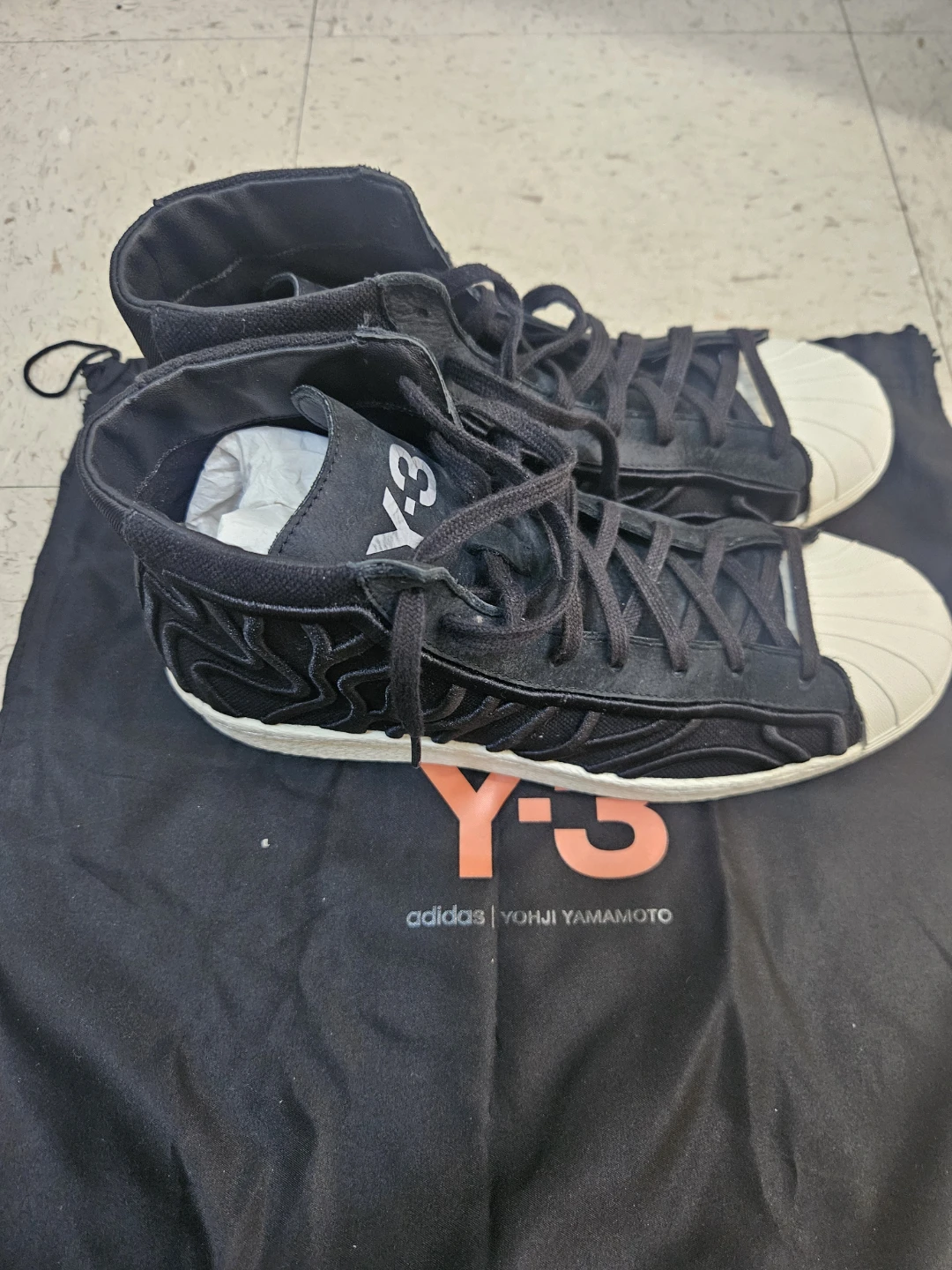 Adidas Y-3 Yohji Yamamoto Black High-Top Sneakers US 7