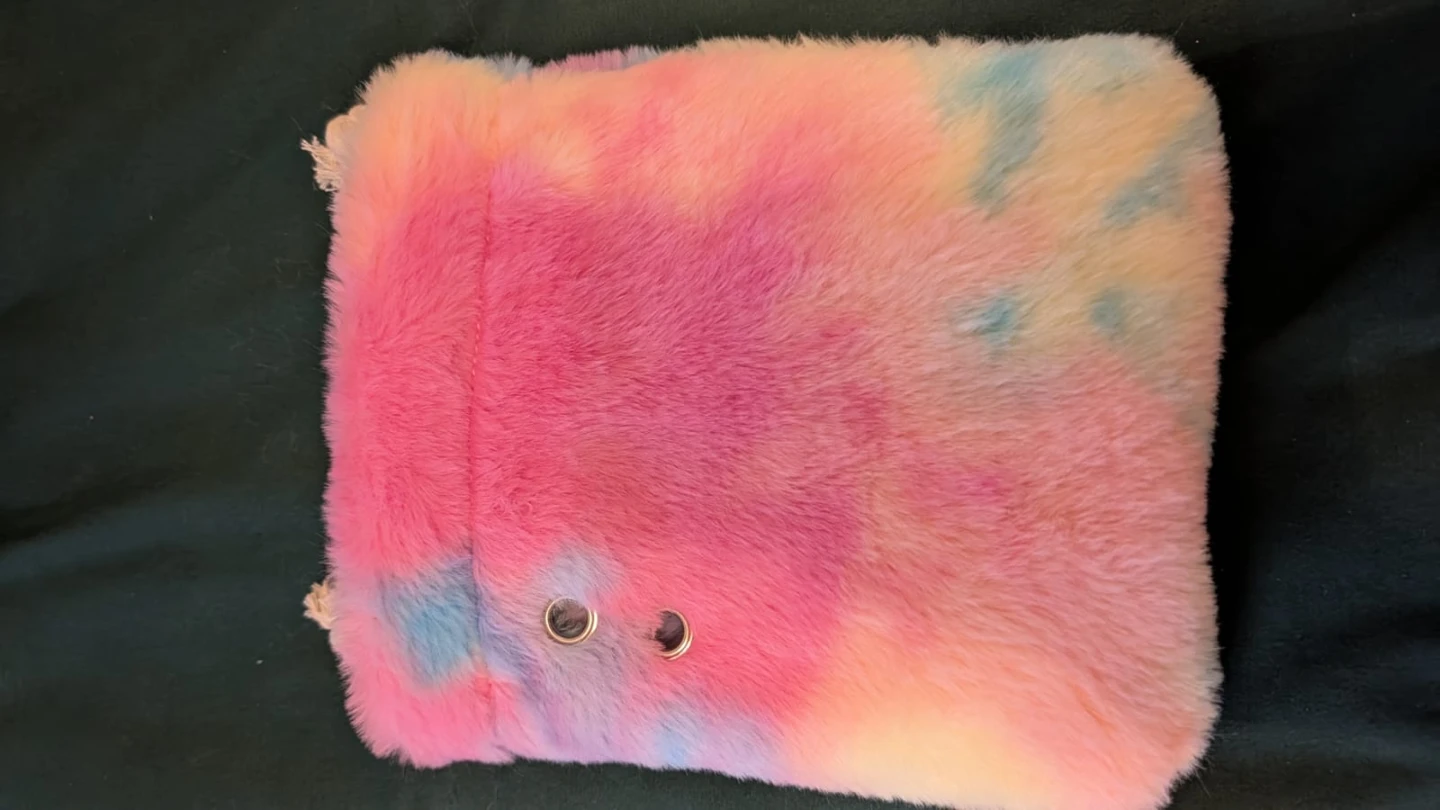 Rainbow Faux Fur Drawstring Pouch - photo 2