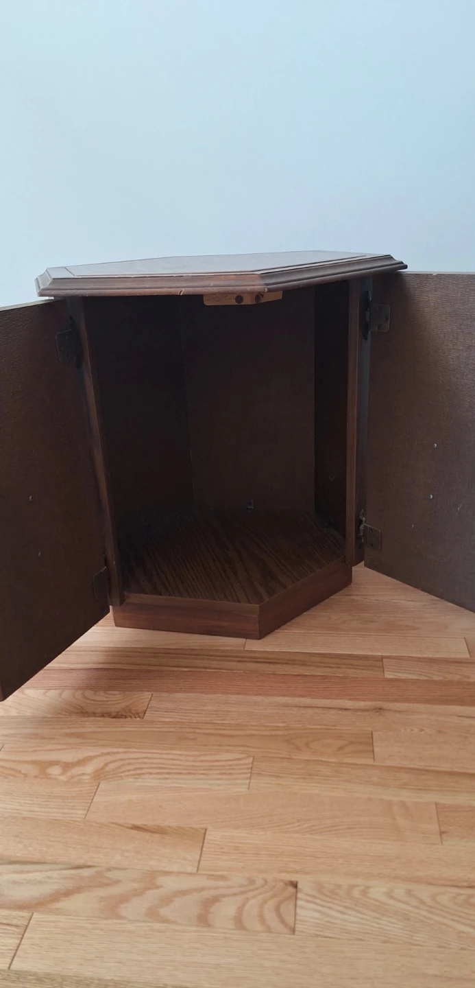 Vintage Hexagonal Wood Side Table - photo 3
