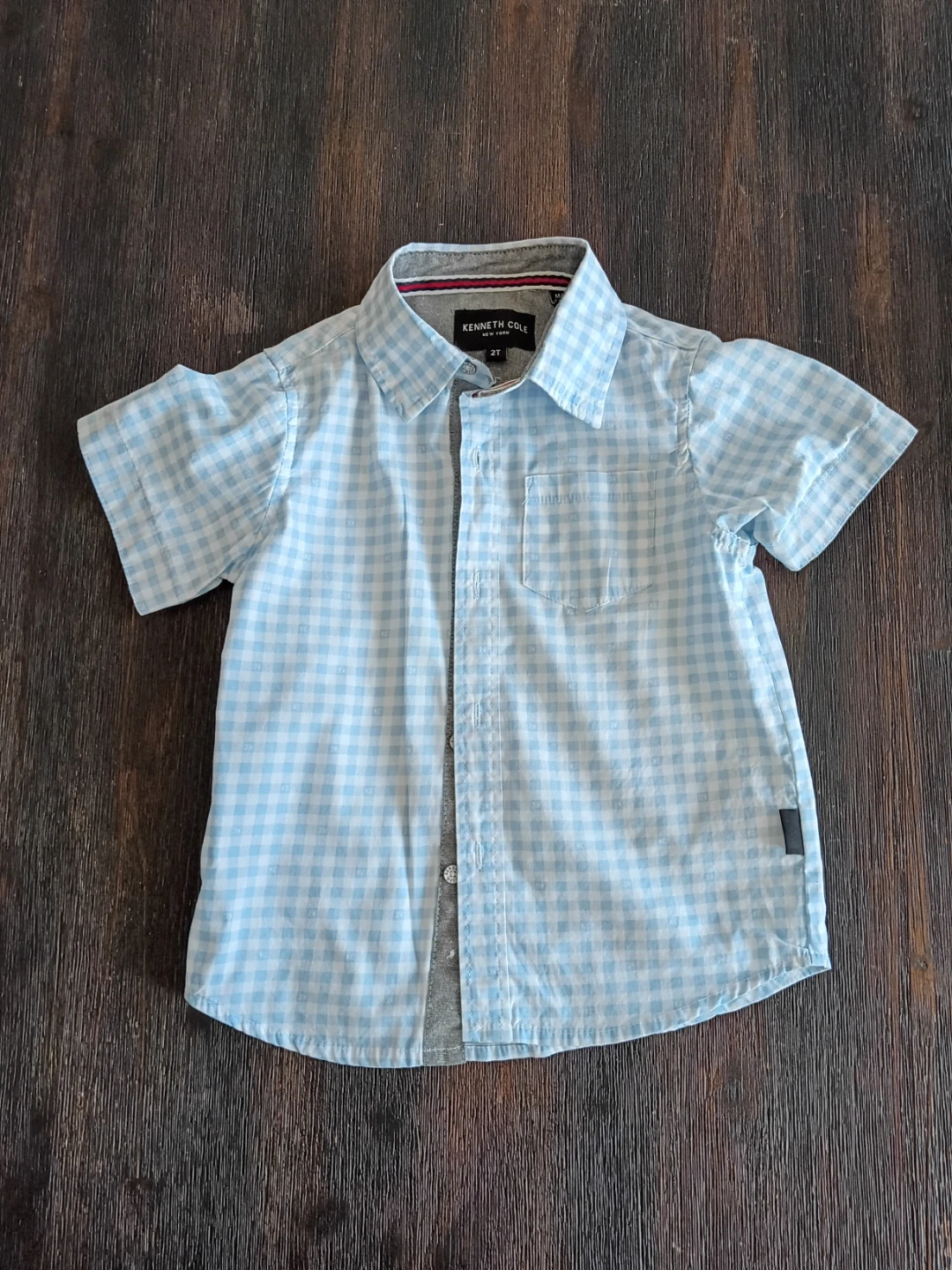 Kenneth Cole Blue Gingham Shirt Toddler 2T