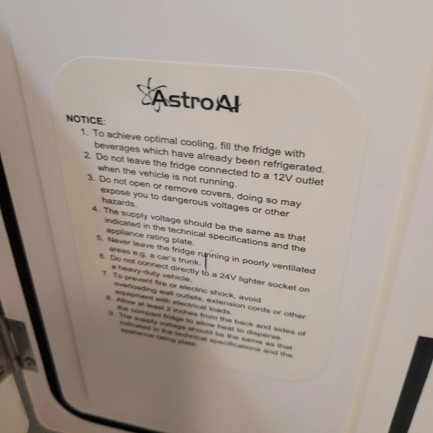AstroAI Mini Fridge Model LY0204A - photo 3